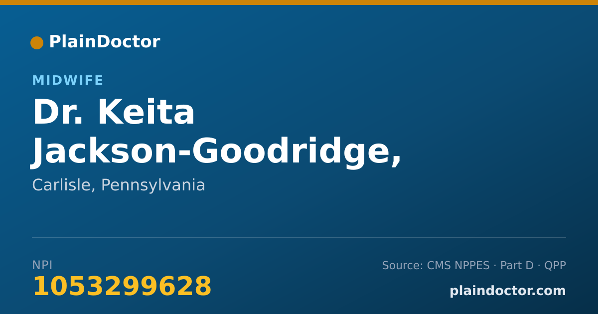 Shareable card for Keita Jackson-Goodridge, APRN CNM - Midwife, Carlisle, PA