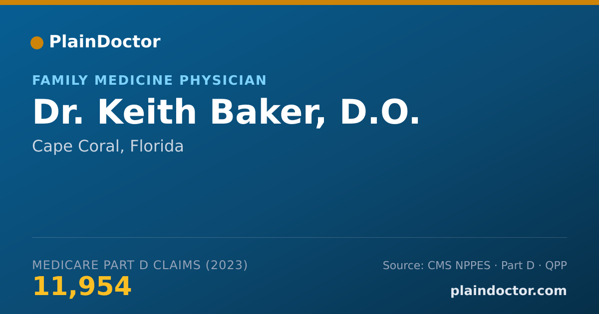 Shareable card for Keith Baker, D.O. - Family Medicine Physician, Cape Coral, FL