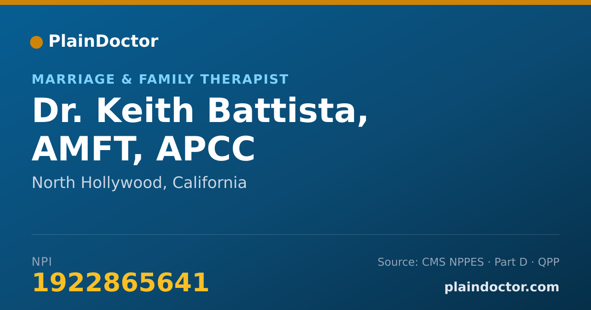 Shareable card for Keith Battista, AMFT, APCC - Marriage & Family Therapist, North Hollywood, CA