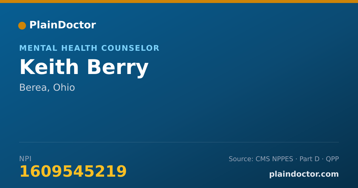 Shareable card for Keith Berry - Mental Health Counselor, Berea, OH