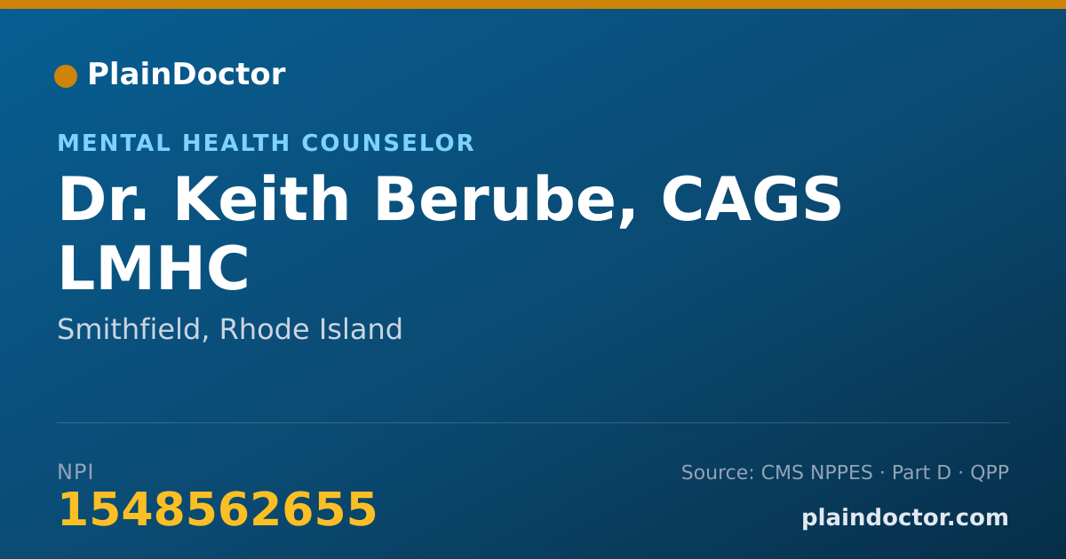 Shareable card for Keith Berube, CAGS LMHC - Mental Health Counselor, Smithfield, RI