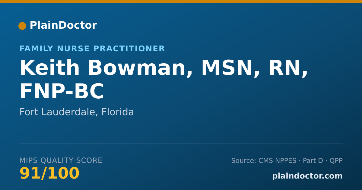 Shareable card for Keith Bowman, MSN, RN, FNP-BC - Nurse Practitioner, Fort Lauderdale, FL