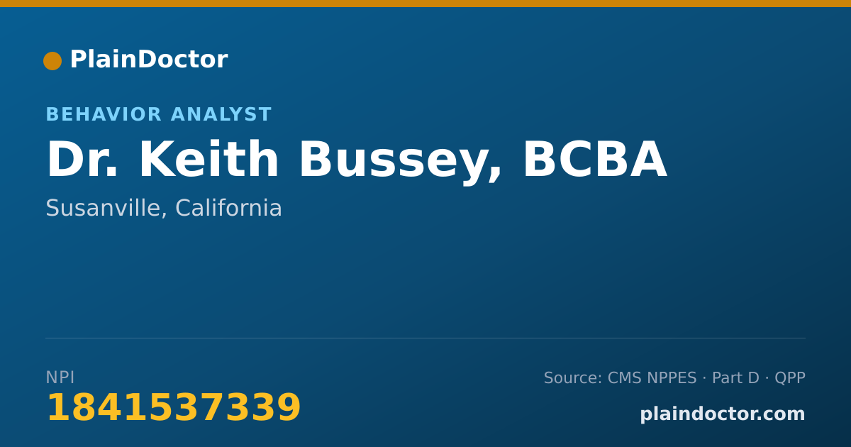 Shareable card for Keith Bussey, BCBA - Behavior Analyst, Susanville, CA