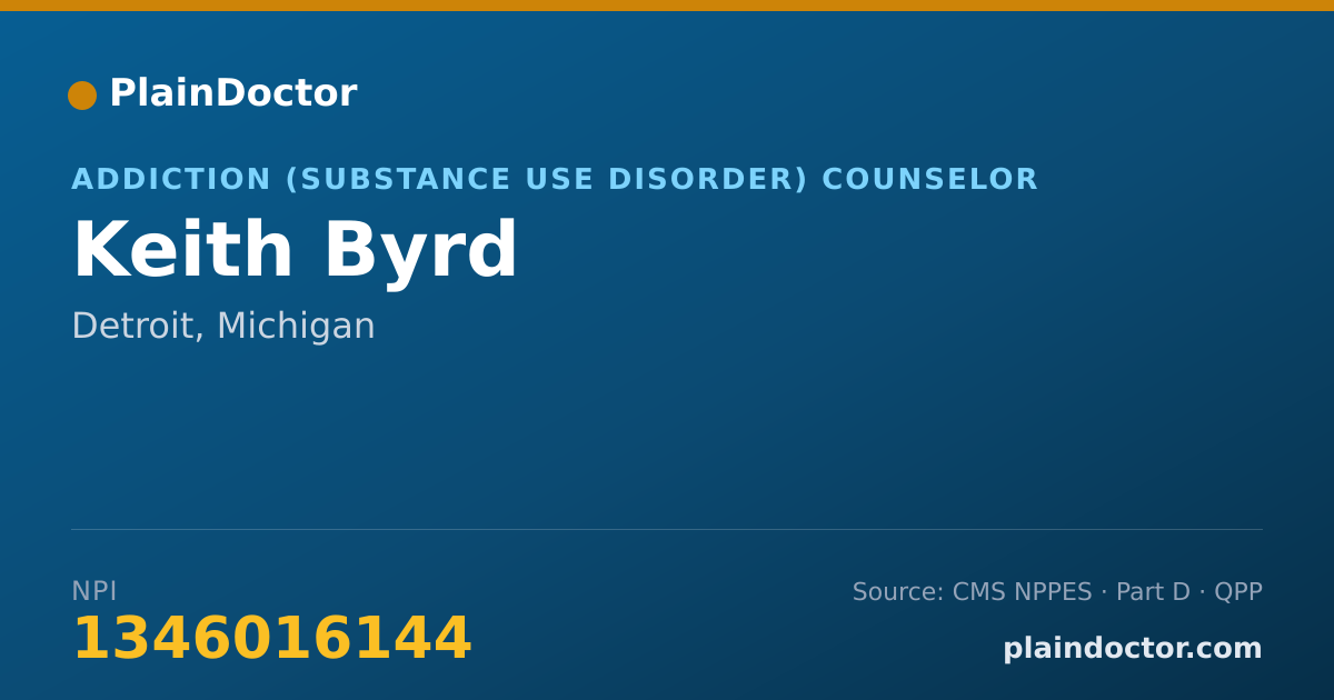 Shareable card for Keith Byrd - Addiction (Substance Use Disorder) Counselor, Detroit, MI