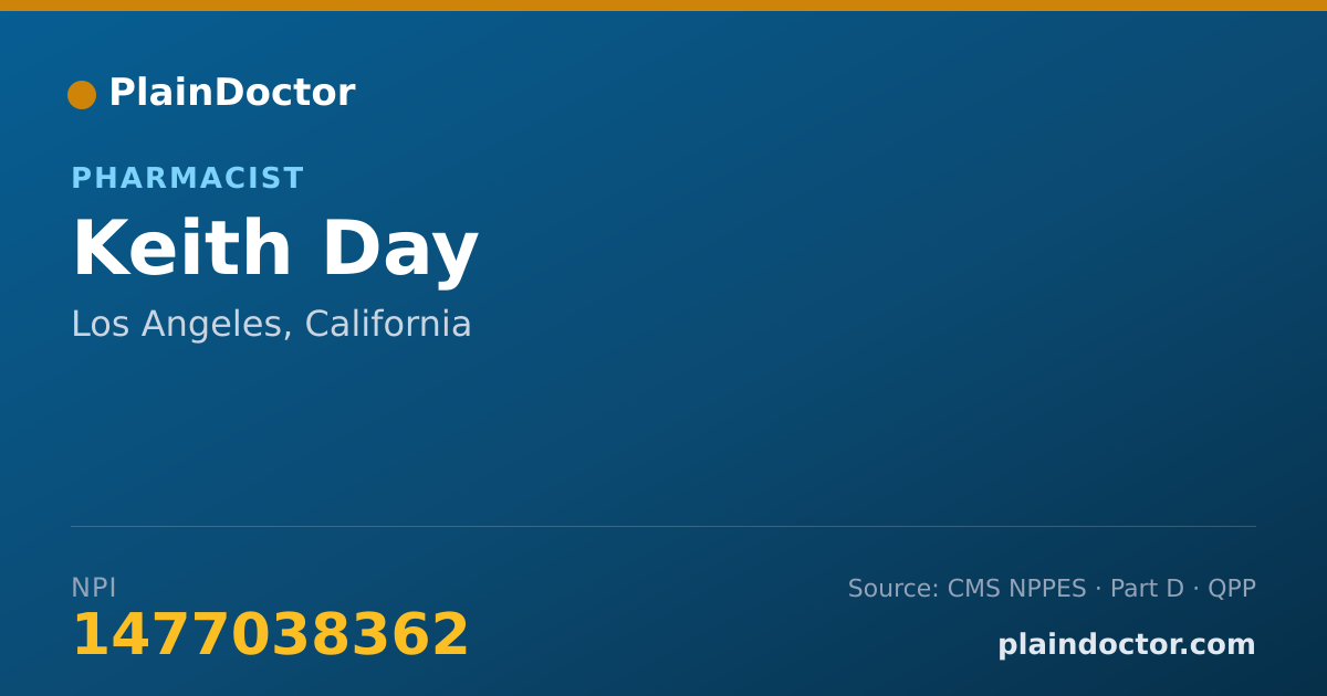 Shareable card for Keith Day - Pharmacist, Los Angeles, CA