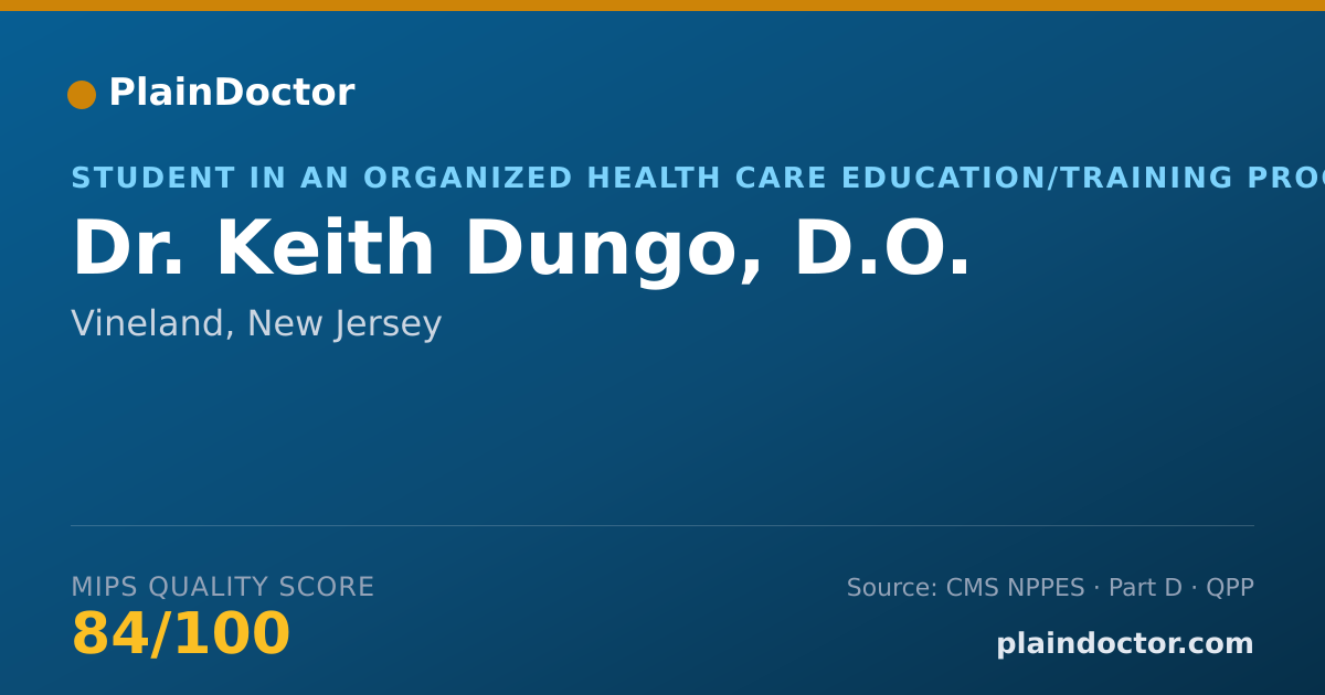 Shareable card for Keith Dungo, D.O. - Student in an Organized Health Care Education/Training Program, Vineland, NJ
