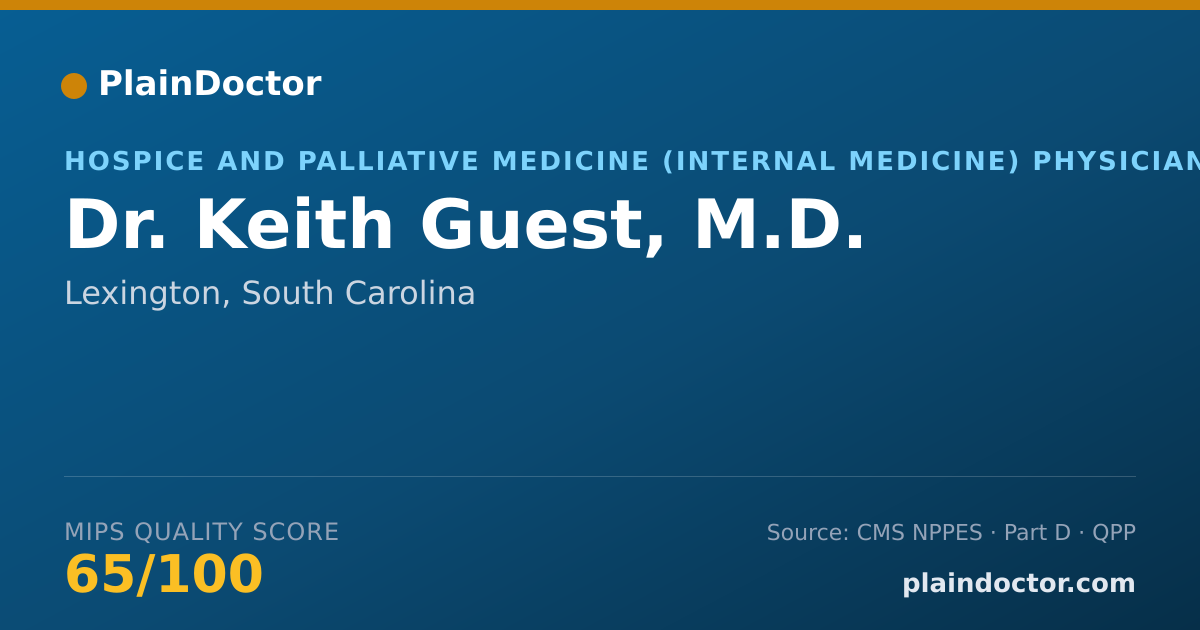 Shareable card for Keith Guest, M.D. - Hospice and Palliative Medicine (Internal Medicine) Physician, Lexington, SC