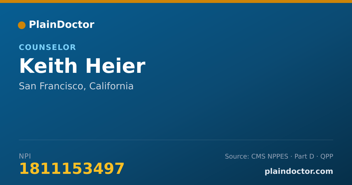 Shareable card for Keith Heier - Counselor, San Francisco, CA