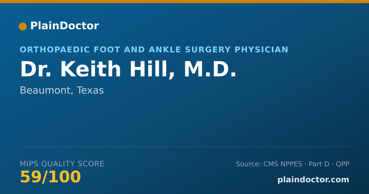 Shareable card for Keith Hill, M.D. - Orthopaedic Foot and Ankle Surgery Physician, Beaumont, TX