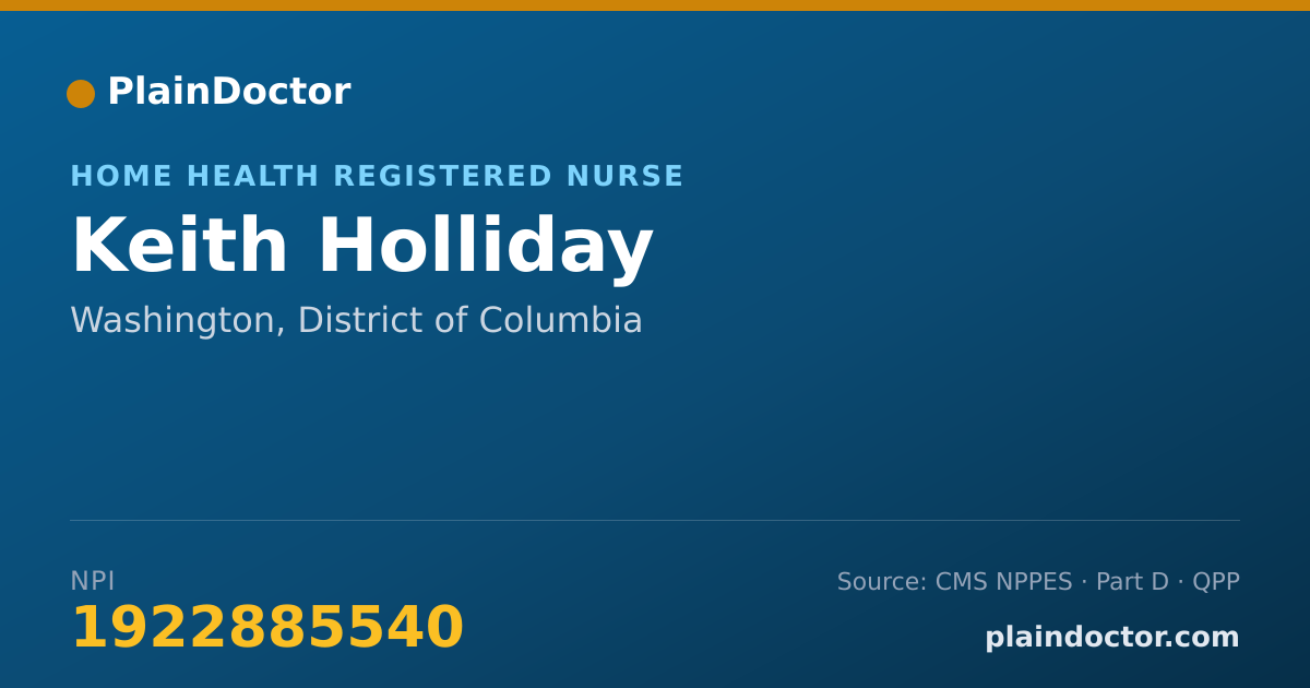 Shareable card for Keith Holliday - Home Health Registered Nurse, Washington, DC
