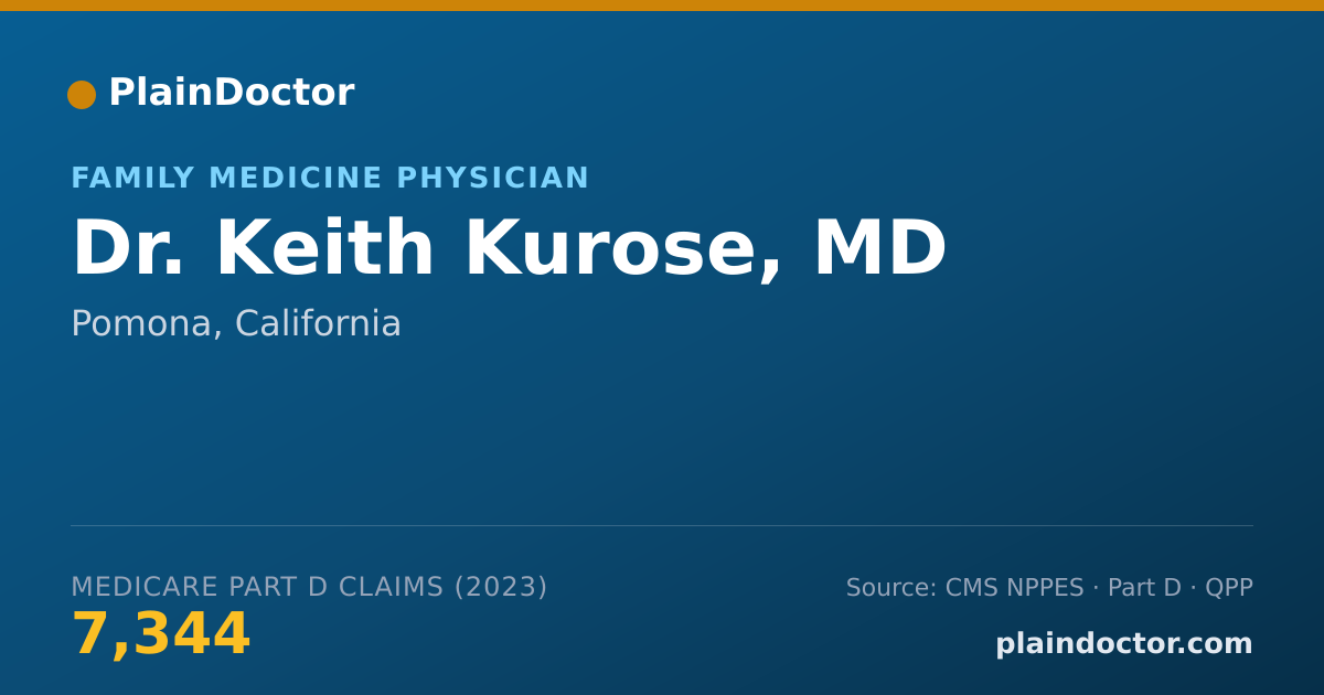 Shareable card for Keith Kurose, MD - Family Medicine Physician, Pomona, CA