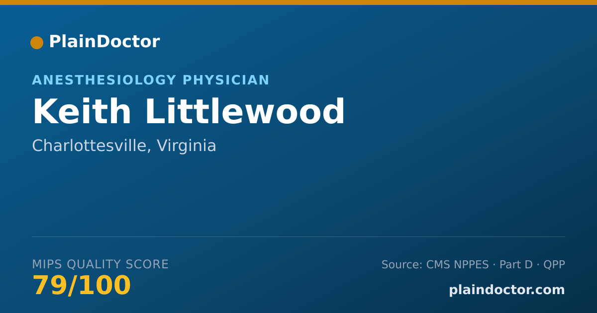Shareable card for Keith Littlewood - Anesthesiology Physician, Charlottesville, VA