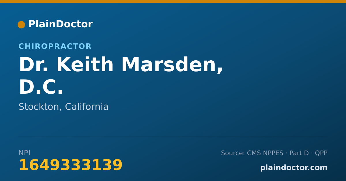 Shareable card for Keith Marsden, D.C. - Chiropractor, Stockton, CA