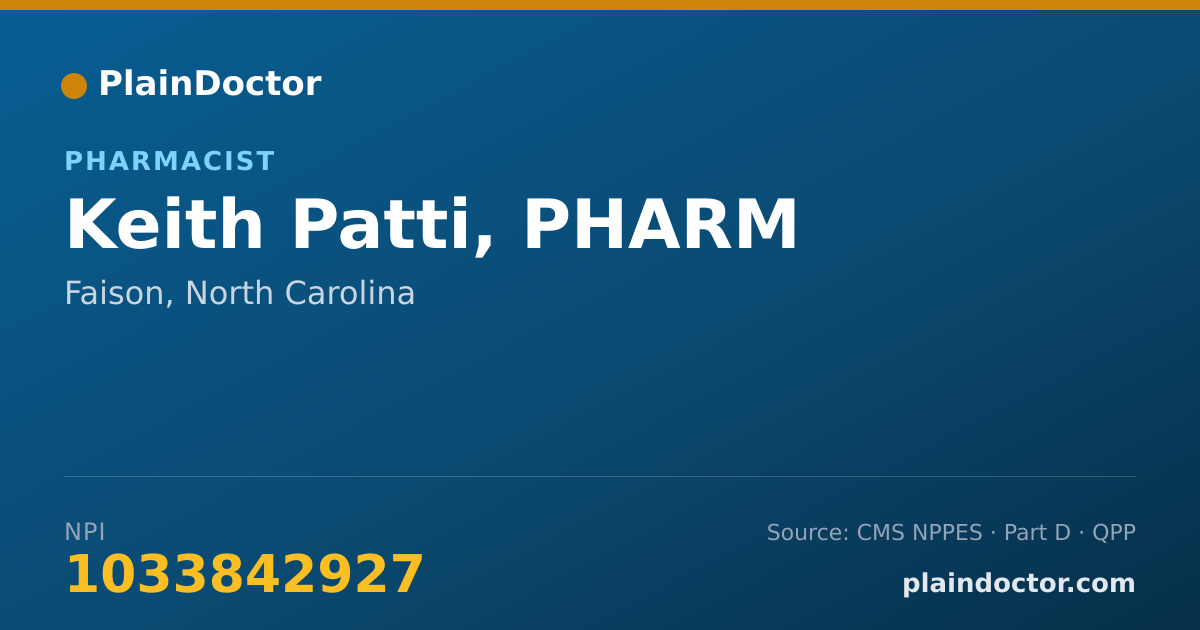 Shareable card for Keith Patti, PHARM - Pharmacist, Faison, NC