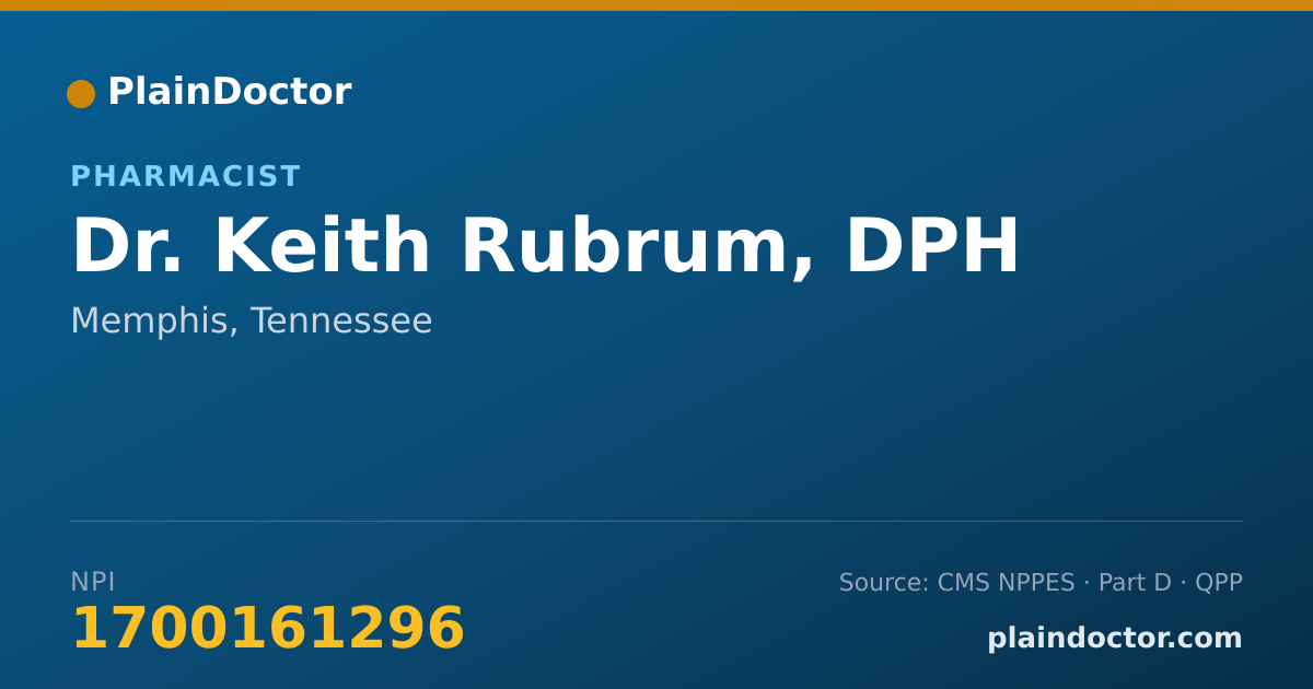 Shareable card for Keith Rubrum, DPH - Pharmacist, Memphis, TN