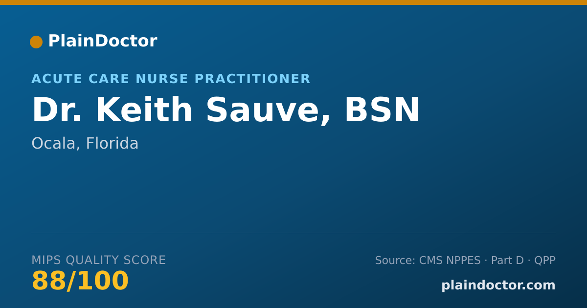 Shareable card for Keith Sauve, BSN - Acute Care Nurse Practitioner, Ocala, FL