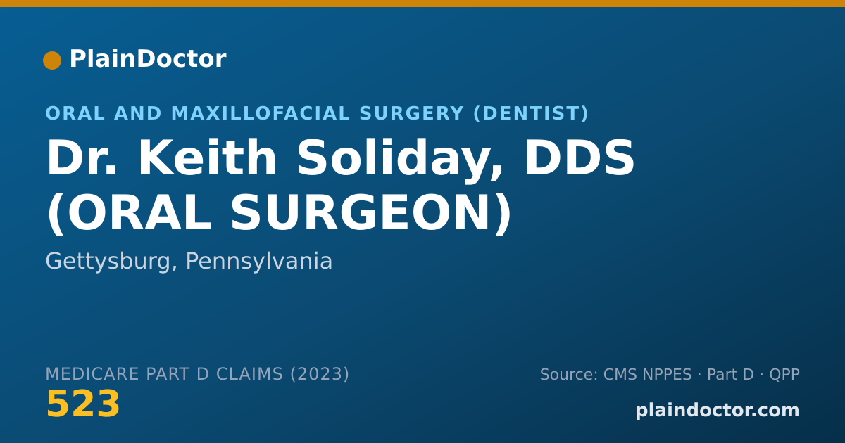 Shareable card for Keith Soliday, DDS (ORAL SURGEON) - Oral and Maxillofacial Surgery (Dentist), Gettysburg, PA