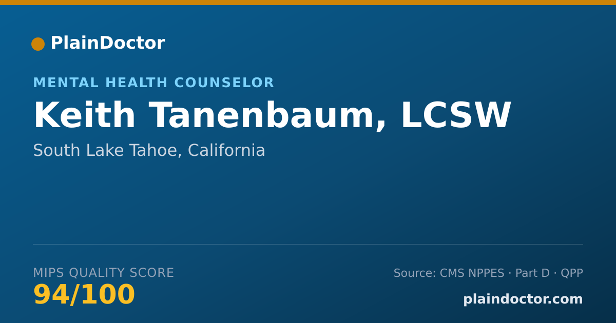 Shareable card for Keith Tanenbaum, LCSW - Mental Health Counselor, South Lake Tahoe, CA