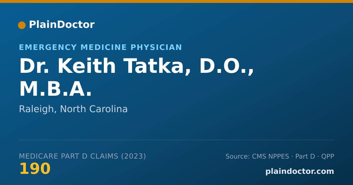 Shareable card for Keith Tatka, D.O., M.B.A. - Emergency Medicine Physician, Raleigh, NC