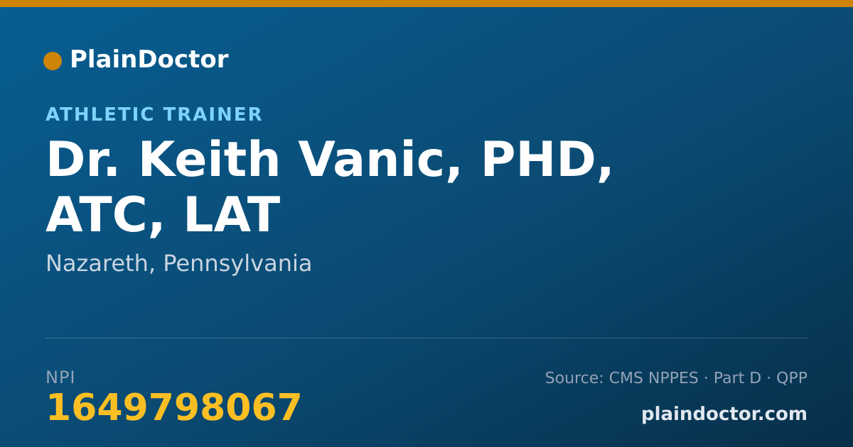 Shareable card for Keith Vanic, PHD, ATC, LAT - Athletic Trainer, Nazareth, PA