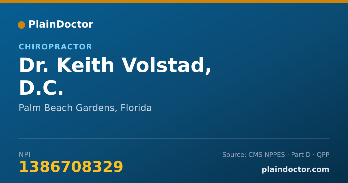 Shareable card for Keith Volstad, D.C. - Chiropractor, Palm Beach Gardens, FL