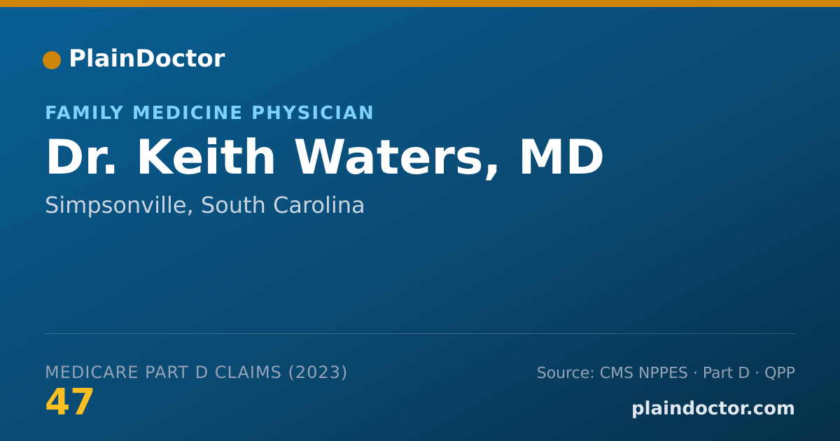 Shareable card for Keith Waters, MD - Family Medicine Physician, Simpsonville, SC