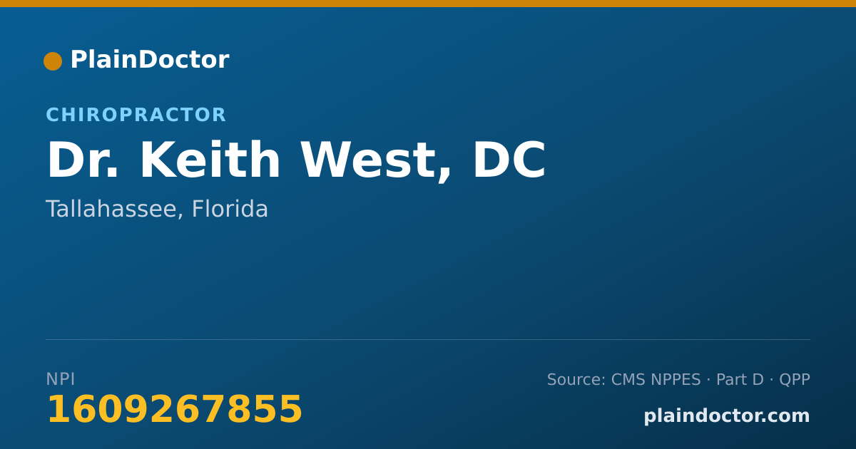 Shareable card for Keith West, DC - Chiropractor, Tallahassee, FL