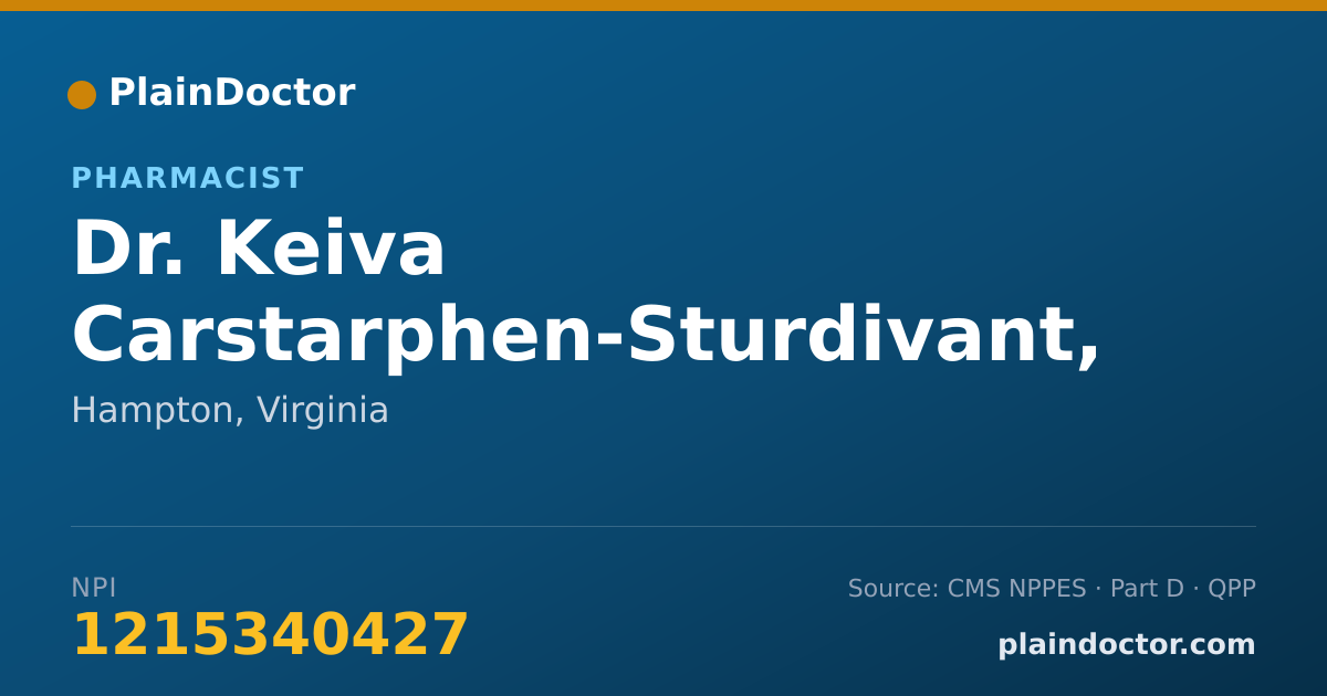 Shareable card for Keiva Carstarphen-Sturdivant, PHARMD - Pharmacist, Hampton, VA