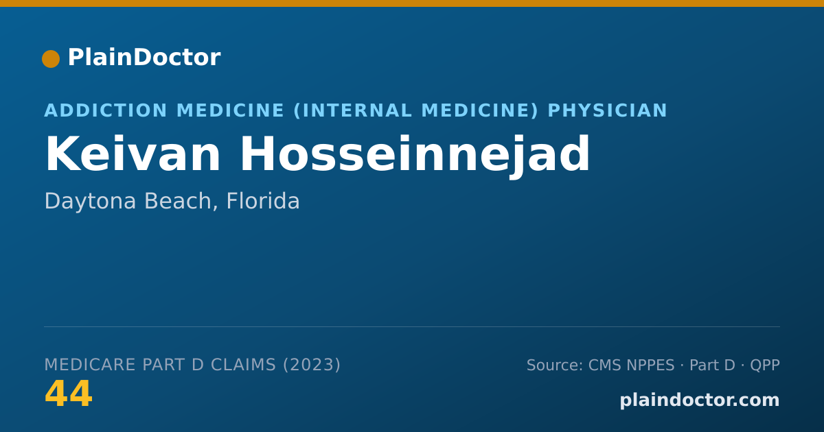 Shareable card for Keivan Hosseinnejad - Addiction Medicine (Internal Medicine) Physician, Daytona Beach, FL