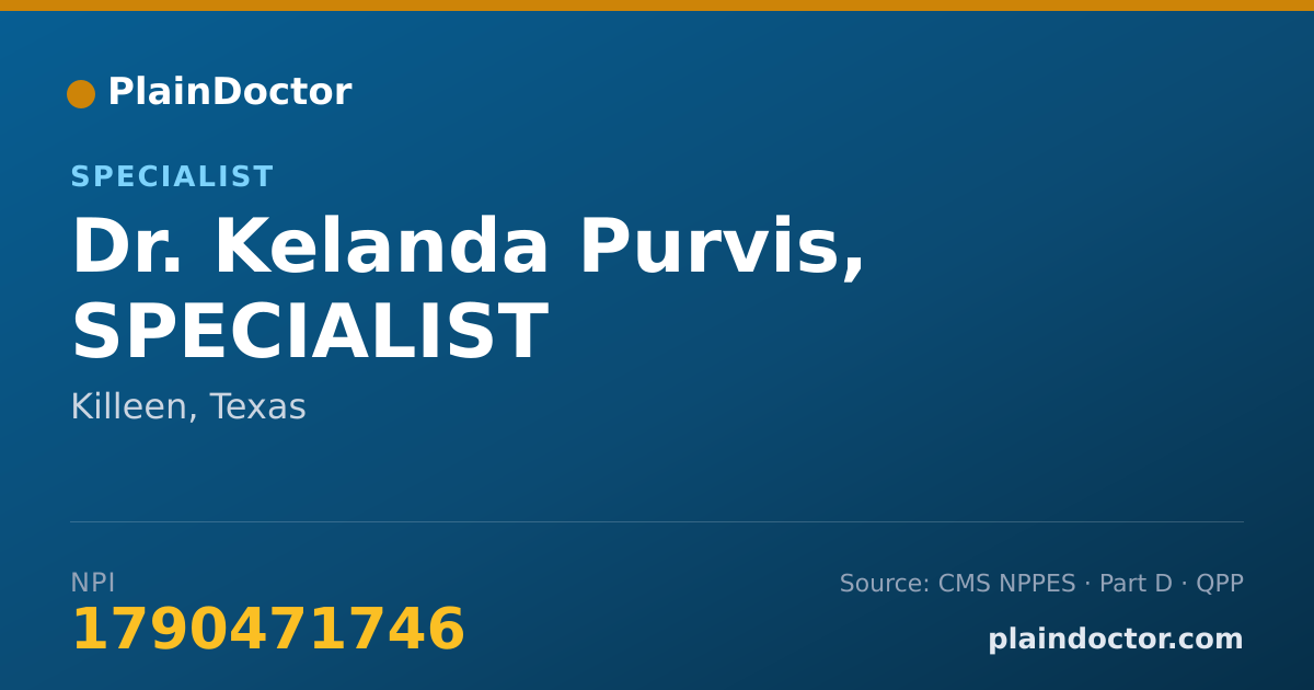 Shareable card for Kelanda Purvis, SPECIALIST - Specialist, Killeen, TX