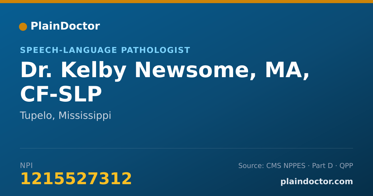 Shareable card for Kelby Newsome, MA, CF-SLP - Speech-Language Pathologist, Tupelo, MS
