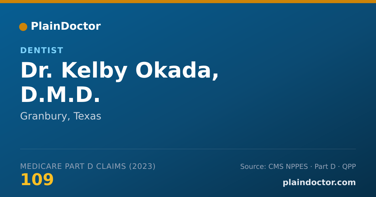 Shareable card for Kelby Okada, D.M.D. - Dentist, Granbury, TX