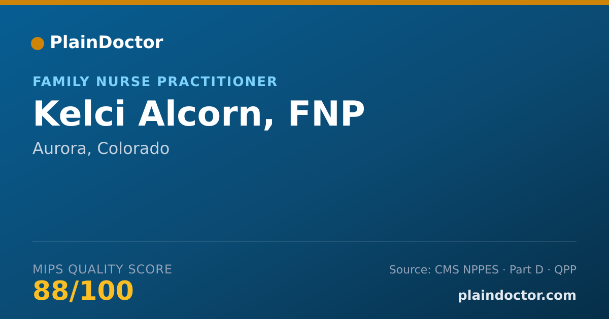 Shareable card for Kelci Alcorn, FNP - Family Nurse Practitioner, Aurora, CO