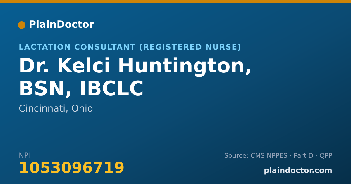 Shareable card for Kelci Huntington, BSN, IBCLC - Lactation Consultant (Registered Nurse), Cincinnati, OH