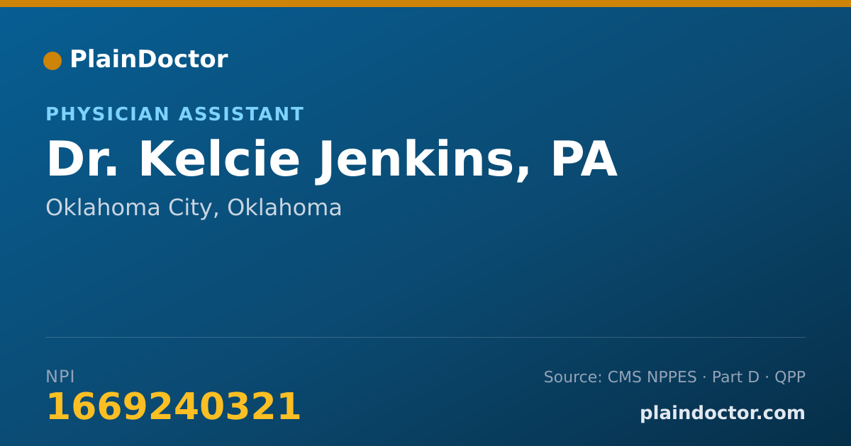 Shareable card for Kelcie Jenkins, PA - Physician Assistant, Oklahoma City, OK