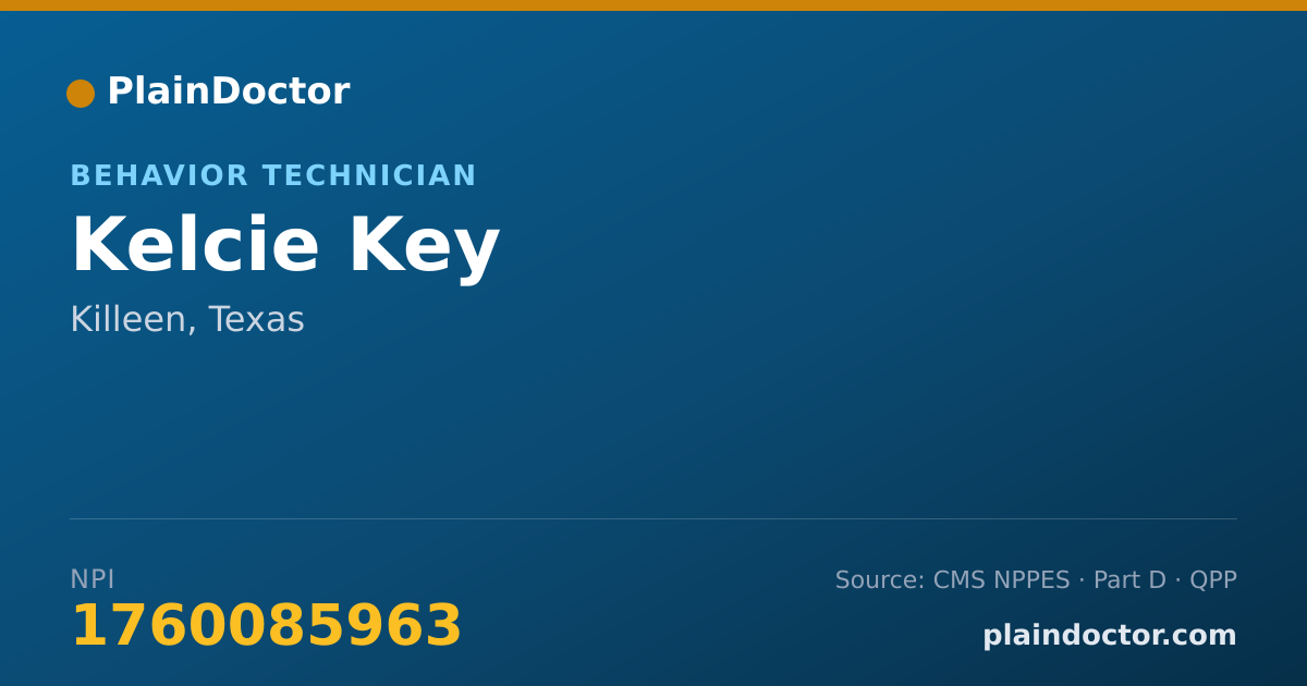 Shareable card for Kelcie Key - Behavior Technician, Killeen, TX
