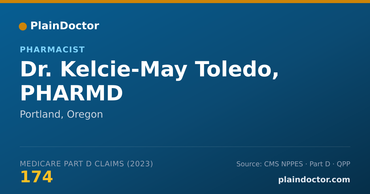 Shareable card for Kelcie-May Toledo, PHARMD - Pharmacist, Portland, OR