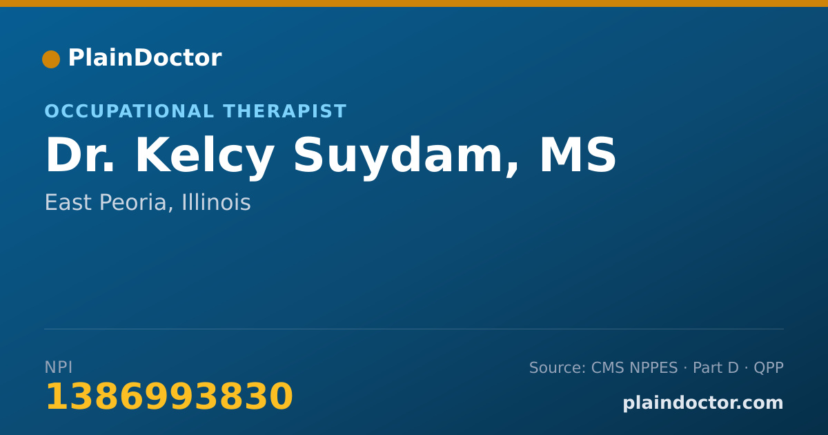 Shareable card for Kelcy Suydam, MS - Occupational Therapist, East Peoria, IL