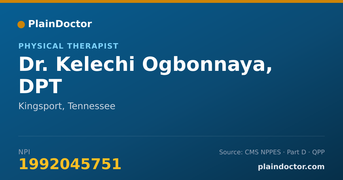 Shareable card for Kelechi Ogbonnaya, DPT - Physical Therapist, Kingsport, TN
