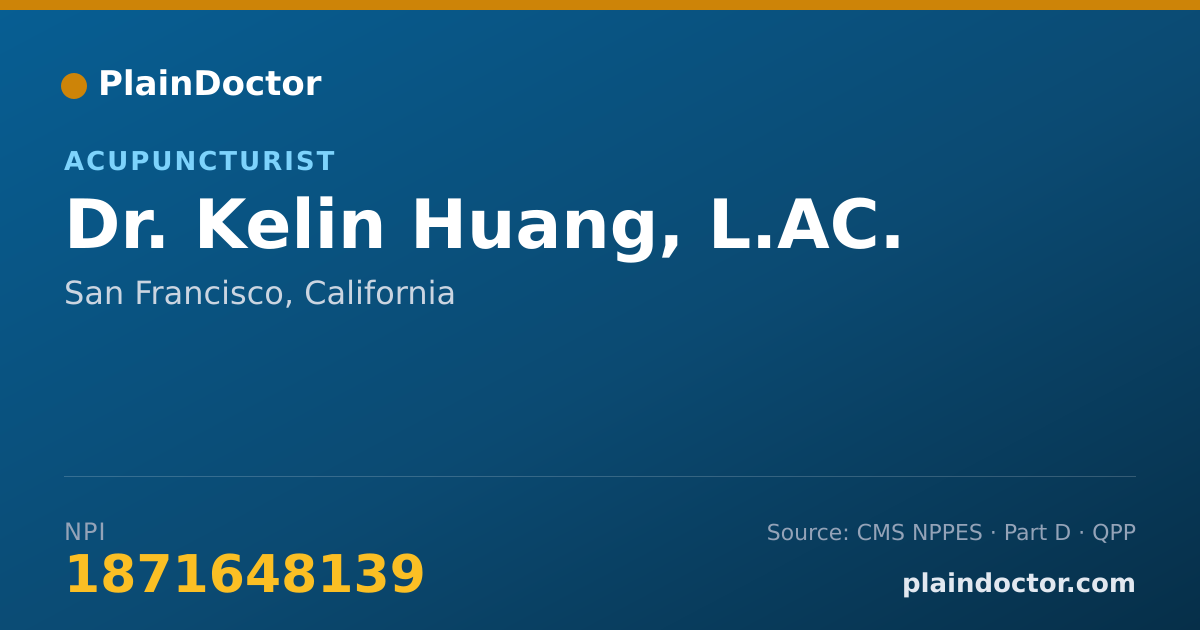 Shareable card for Kelin Huang, L.AC. - Acupuncturist, San Francisco, CA