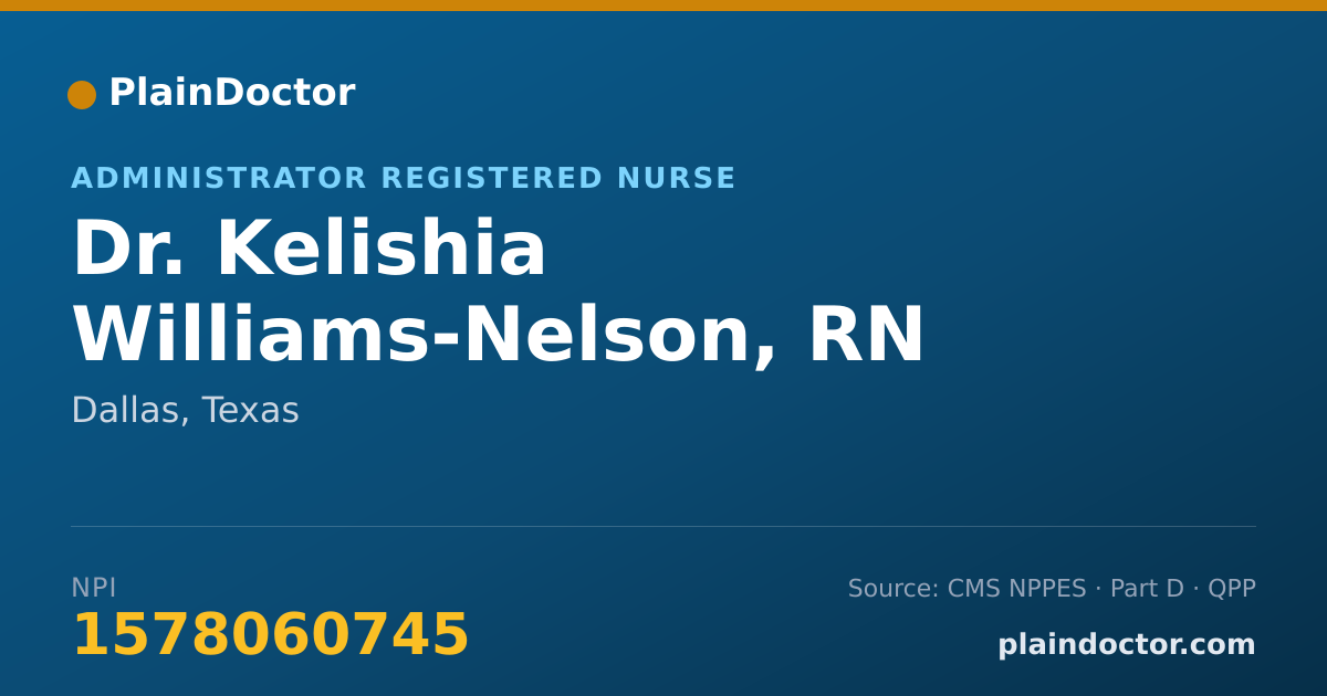 Shareable card for Kelishia Williams-Nelson, RN - Administrator Registered Nurse, Dallas, TX