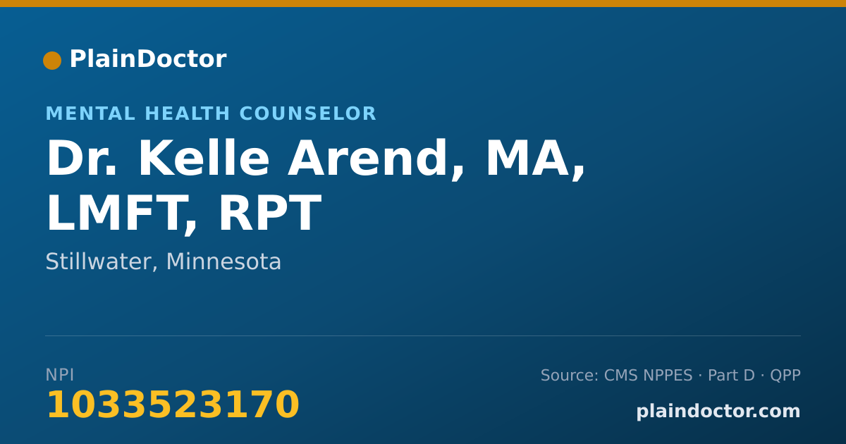 Shareable card for Kelle Arend, MA, LMFT, RPT - Mental Health Counselor, Stillwater, MN