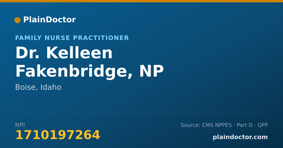 Shareable card for Kelleen Fakenbridge, NP - Family Nurse Practitioner, Boise, ID