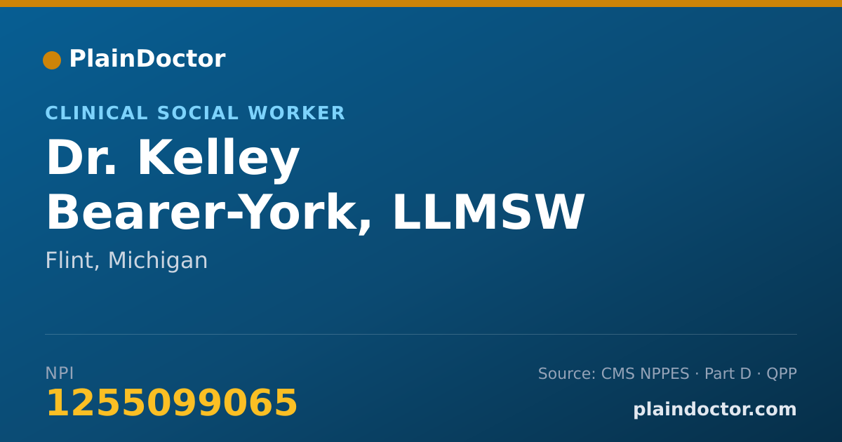 Shareable card for Kelley Bearer-York, LLMSW - Clinical Social Worker, Flint, MI