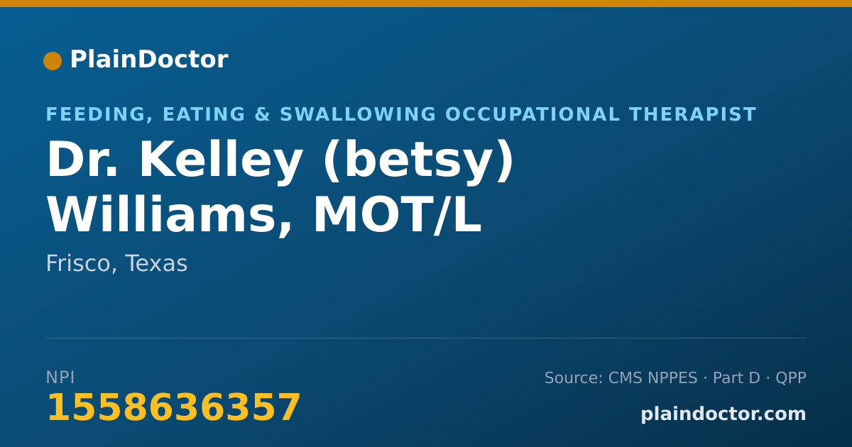 Shareable card for Kelley (betsy) Williams, MOT/L - Feeding, Eating & Swallowing Occupational Therapist, Frisco, TX
