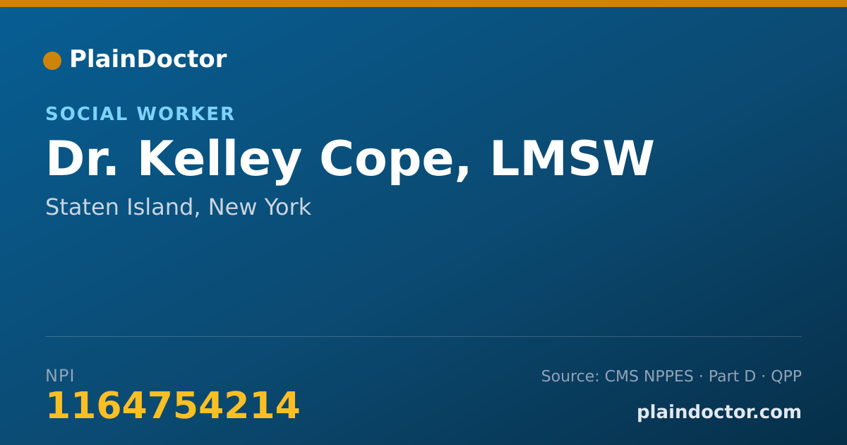 Shareable card for Kelley Cope, LMSW - Social Worker, Staten Island, NY