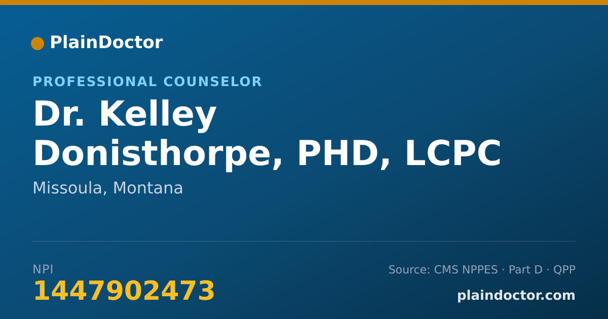 Shareable card for Kelley Donisthorpe, PHD, LCPC - Professional Counselor, Missoula, MT