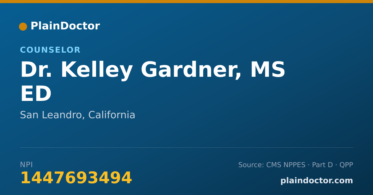 Shareable card for Kelley Gardner, MS ED - Counselor, San Leandro, CA