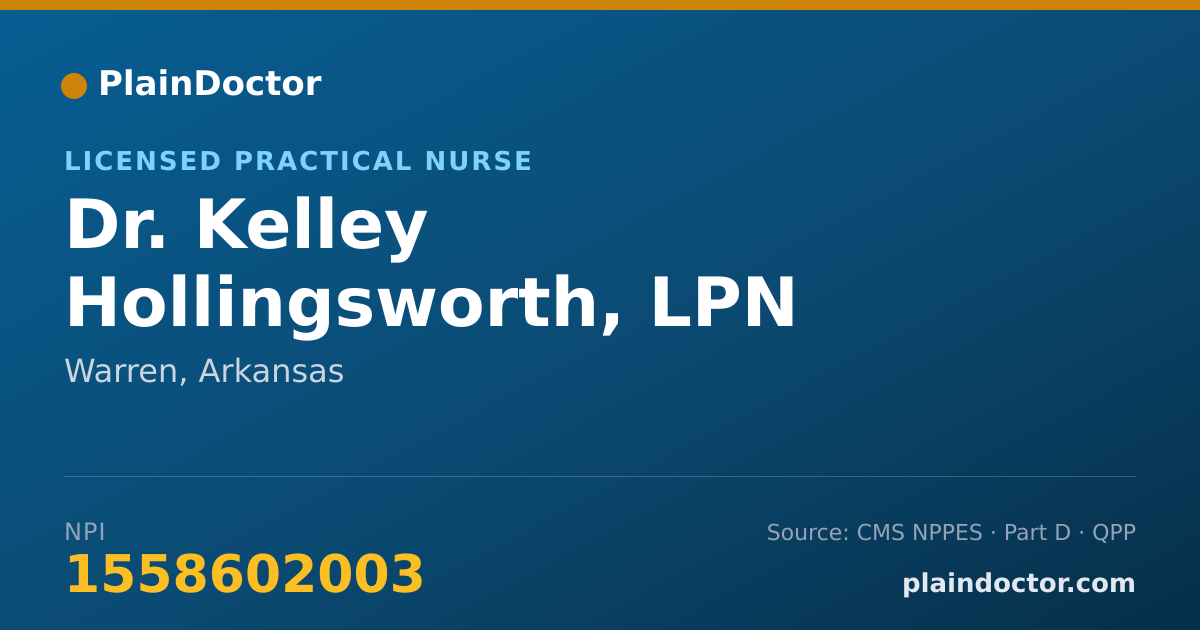 Shareable card for Kelley Hollingsworth, LPN - Licensed Practical Nurse, Warren, AR