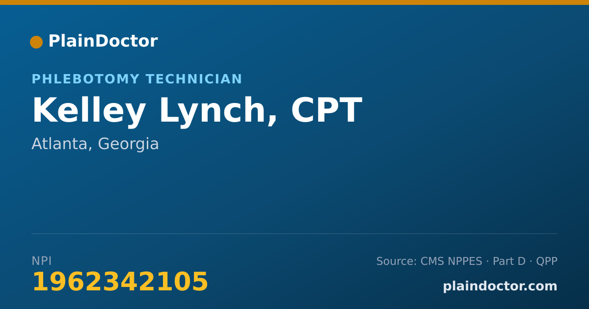 Shareable card for Kelley Lynch, CPT - Phlebotomy Technician, Atlanta, GA